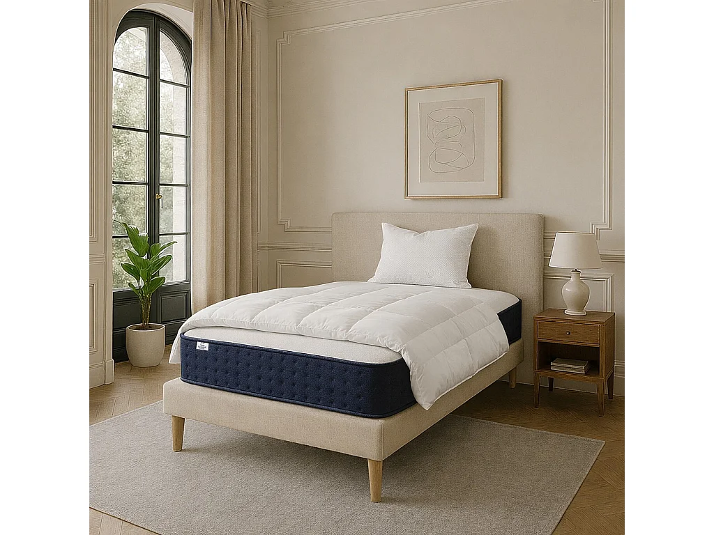Matelas Nuage, 22 cm, mousse haute densité, mi-ferme, réversible + oreiller(s) + couette