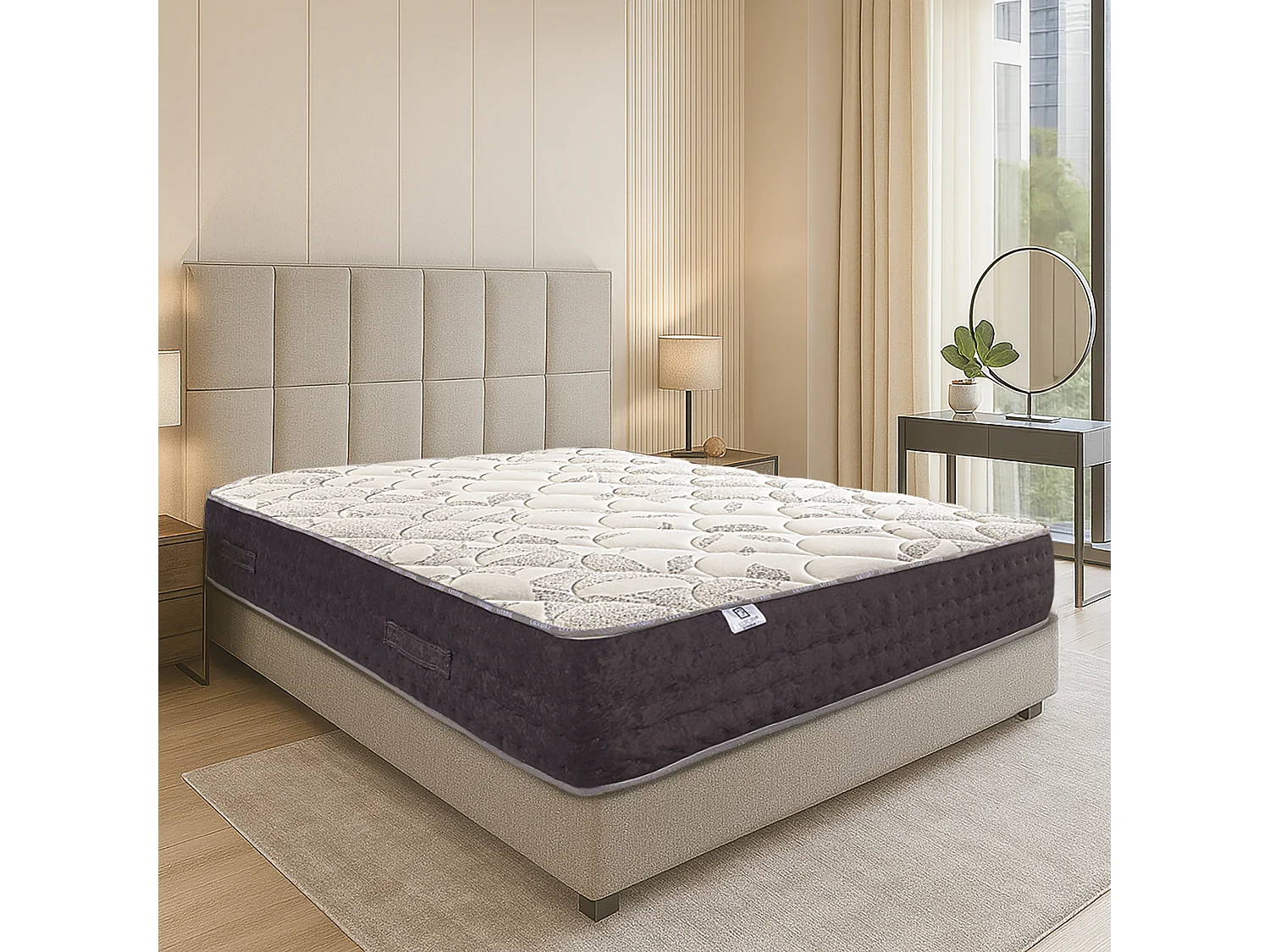 Matelas Sérénité, 27cm, Ressorts Ensachés, Mousse Haute Densité, Indépendance de Couchage, Soutien très ferme