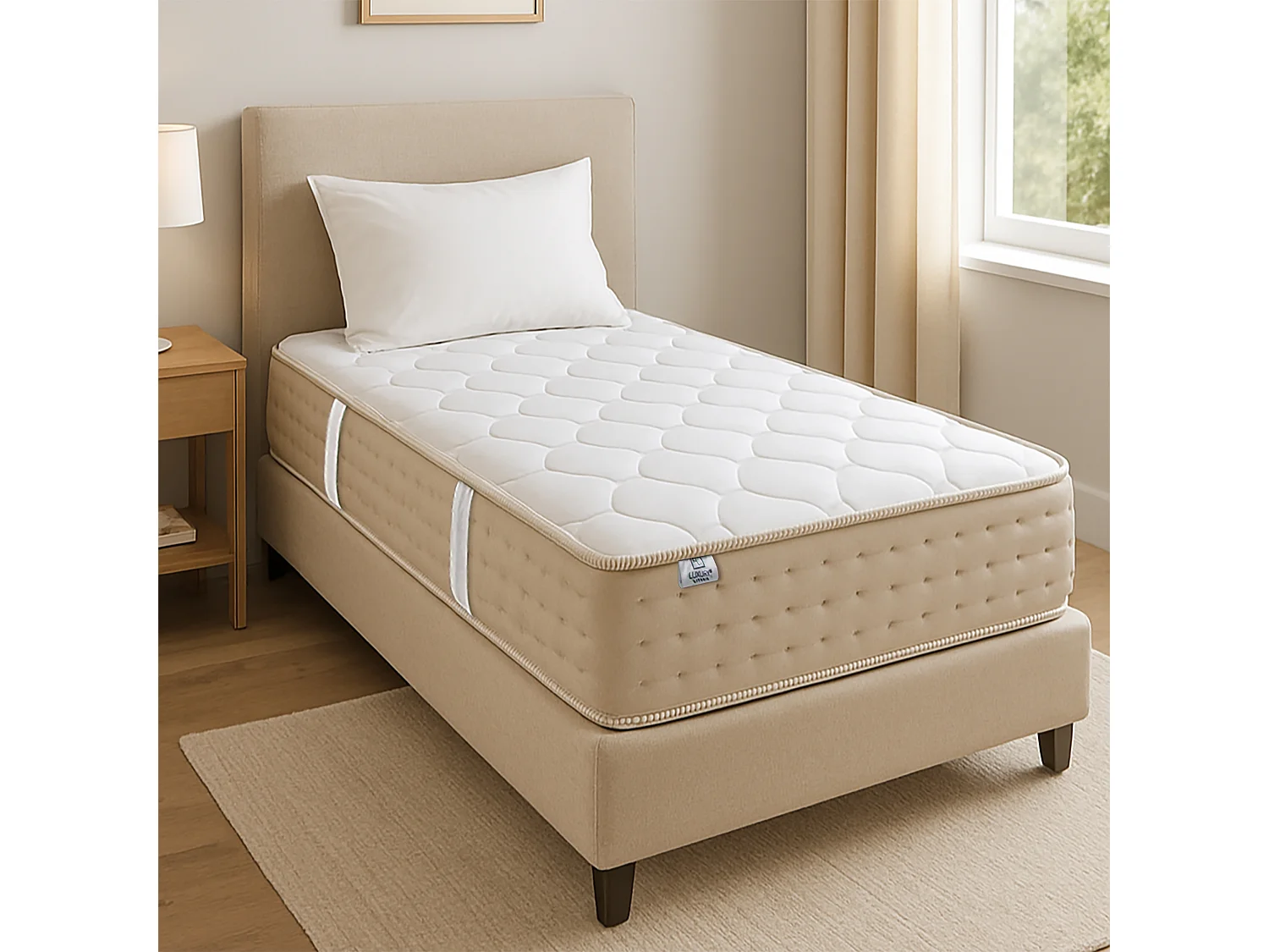 Matelas Zen Sable, 20 cm, mousse haute densité, ferme, indépendance du couchage, réversible