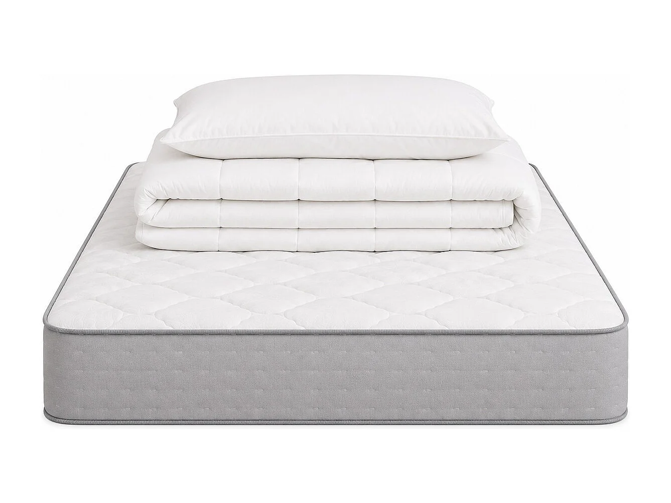 Matelas Zen, 20 cm, mousse haute densité, ferme, réversible + oreiller(s) + couette