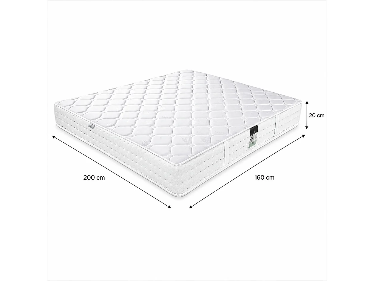 Matelas Zen Neige, 20 cm, mousse haute densité, ferme, indépendance du couchage, réversible