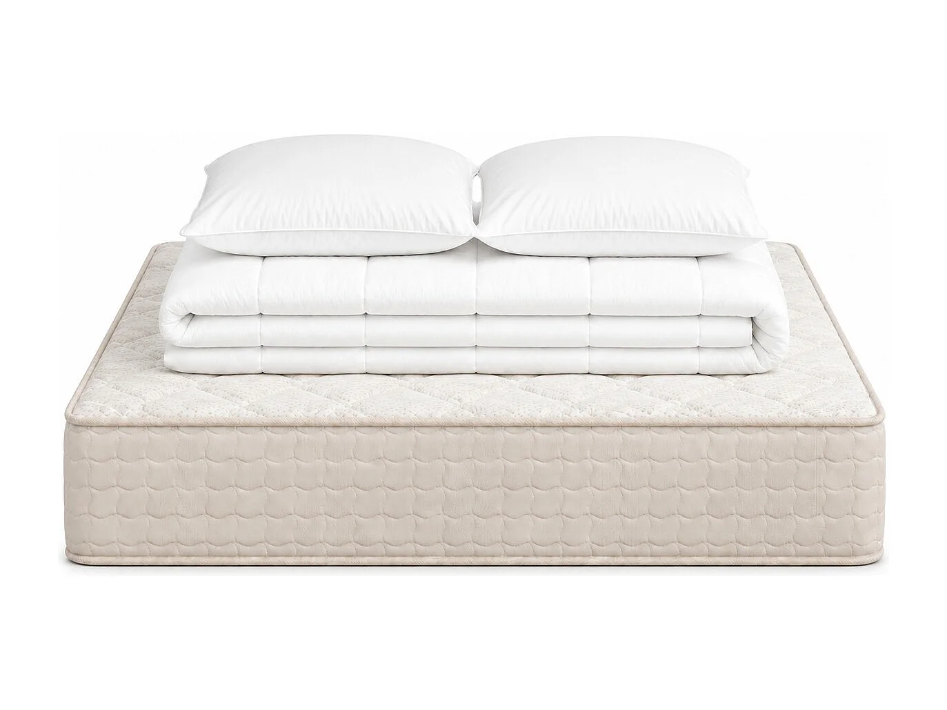 Matelas Sublime, 20 cm, mousse haute densité, ferme, réversible + oreiller(s) + couette