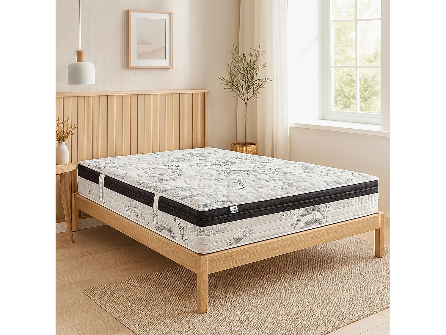 Matelas Sleeplux, 24cm, latex, mousse haute densité, ferme, indépendance du couchage, réversible