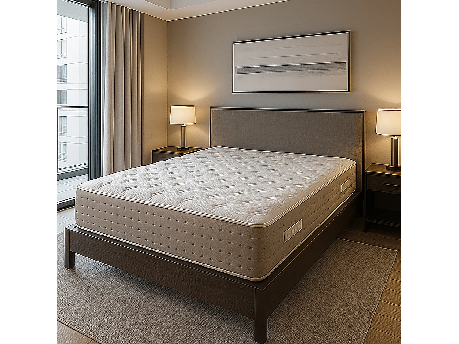 Matelas Dreamlux, 27 cm , ressorts ensachés, mousse haute densité, indépendance du couchage, réversible