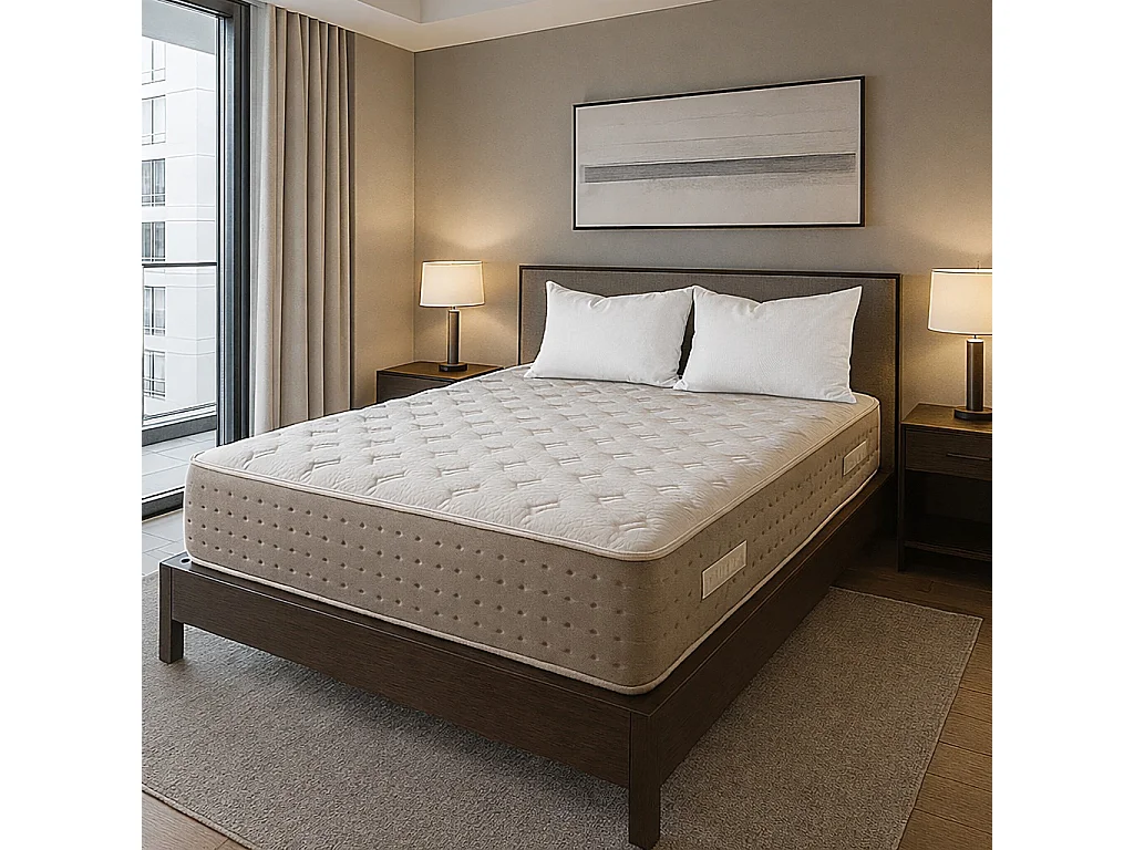 Matelas Dreamlux, 27 cm , ressorts ensachés, mousse haute densité, indépendance du couchage, réversible + oreiller(s)