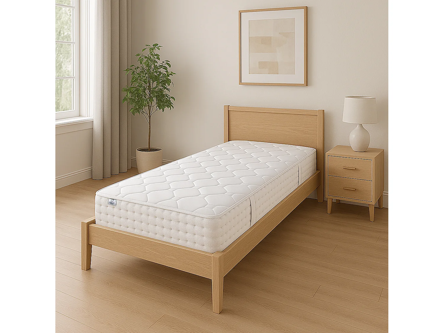 Matelas Zen Neige, 20 cm, mousse haute densité, ferme, indépendance du couchage, réversible