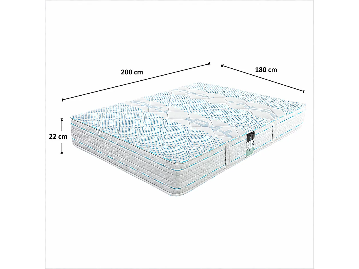 Matelas Funnybed, 22cm, mousse haute densité, ferme, indépendance du couchage, réversible