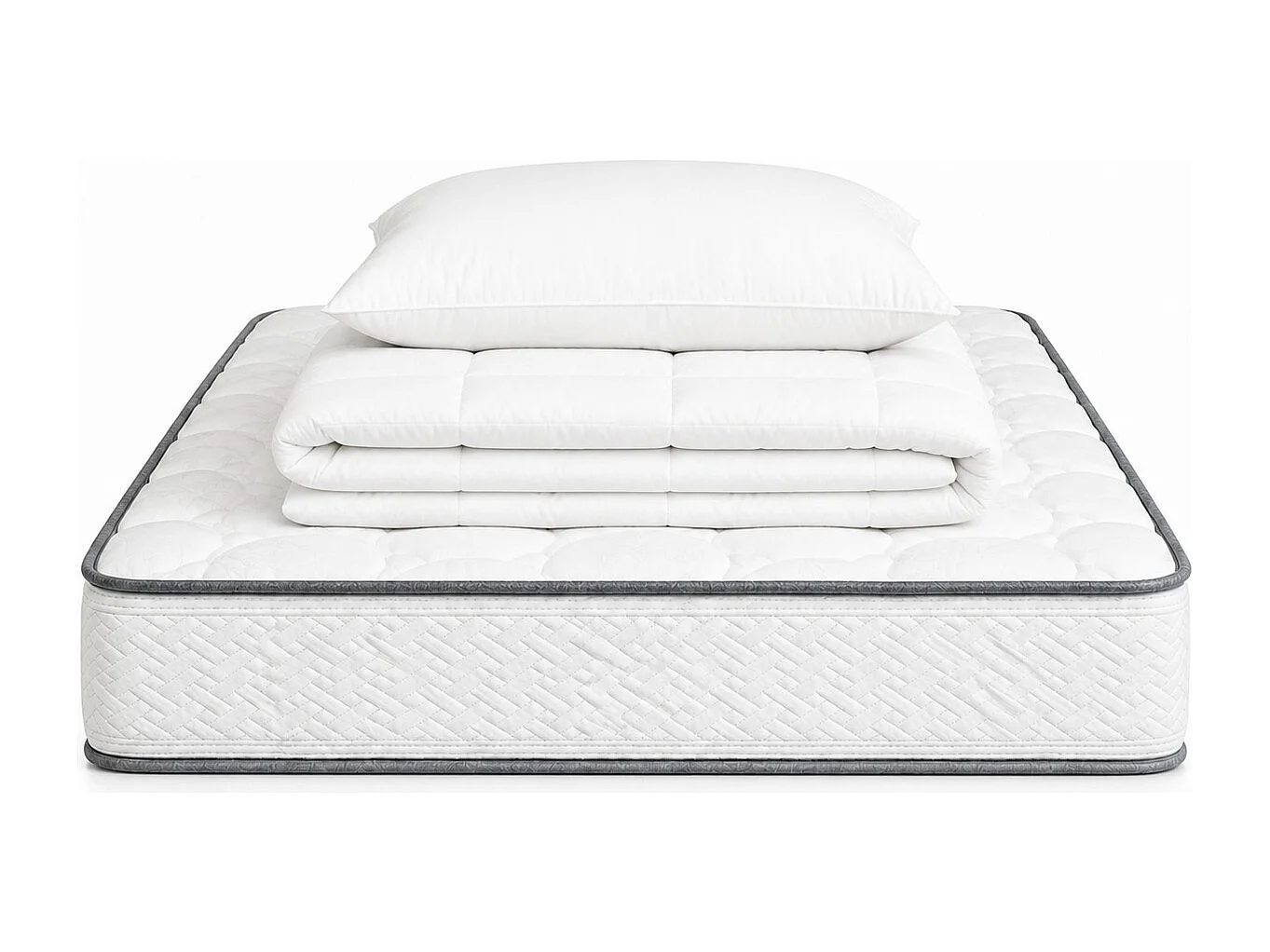 Matelas Iris, 20 cm, mousse haute densité, ferme, réversible + oreiller(s) + couette