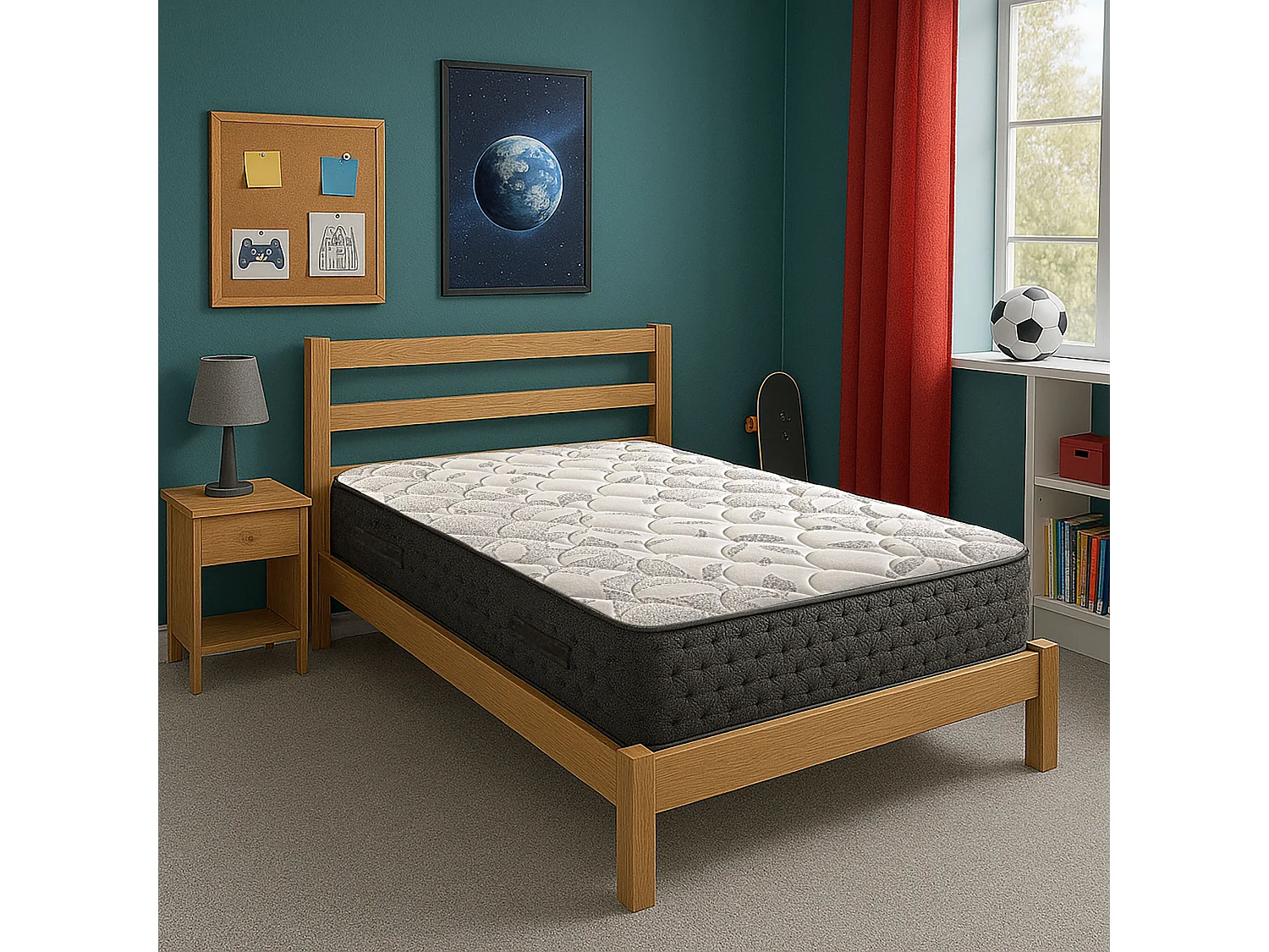 Matelas Sérénité, 27cm, Ressorts Ensachés, Mousse Haute Densité, Indépendance de Couchage, Soutien très ferme