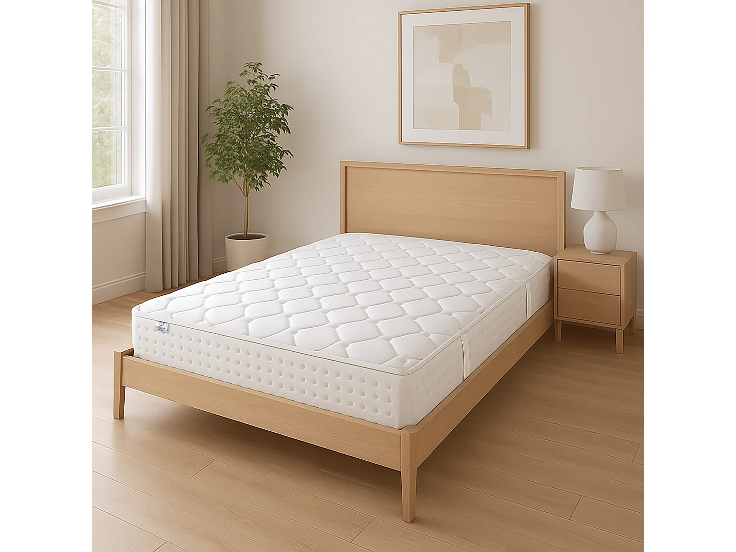 Matelas Zen Neige, 20 cm, mousse haute densité, ferme, indépendance du couchage, réversible