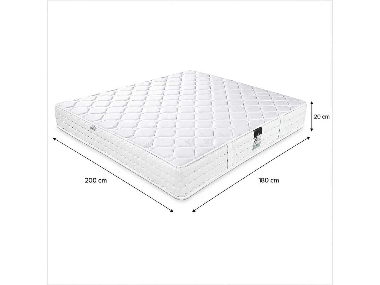 Matelas Zen Neige, 20 cm, mousse haute densité, ferme, indépendance du couchage, réversible