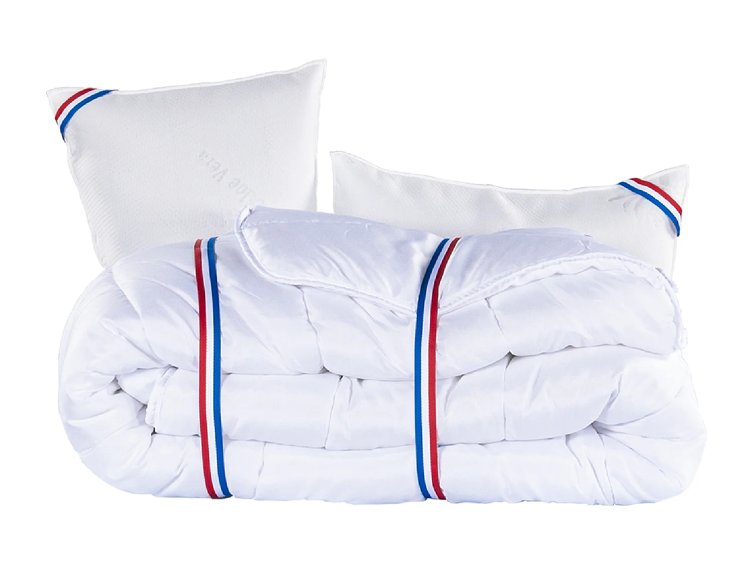 Matelas Sérénité, 27cm, Ressorts Ensachés, Mousse Haute Densité, ergonomique, Soutien très ferme + oreiller(s) + couette
