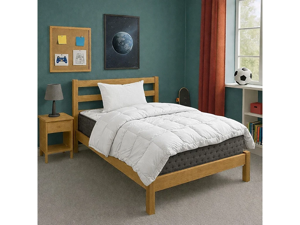 Matelas Sérénité, 27cm, Ressorts Ensachés, Mousse Haute Densité, ergonomique, Soutien très ferme + oreiller(s) + couette