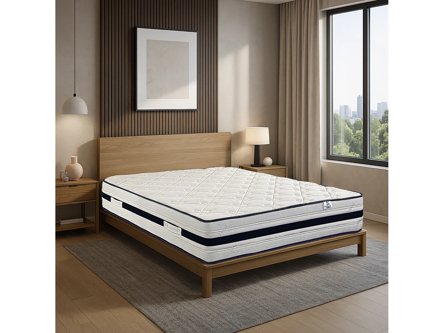 Matelas Rêverie Azur, 30cm, mousse haute densité, indépendance du couchage, réversible
