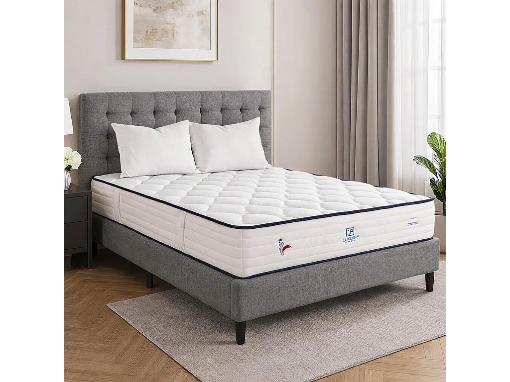 Matelas Patriote, 30cm, Ressorts Ensachés, Indépendance du Couchage, Soutien ferme + oreiller(s)