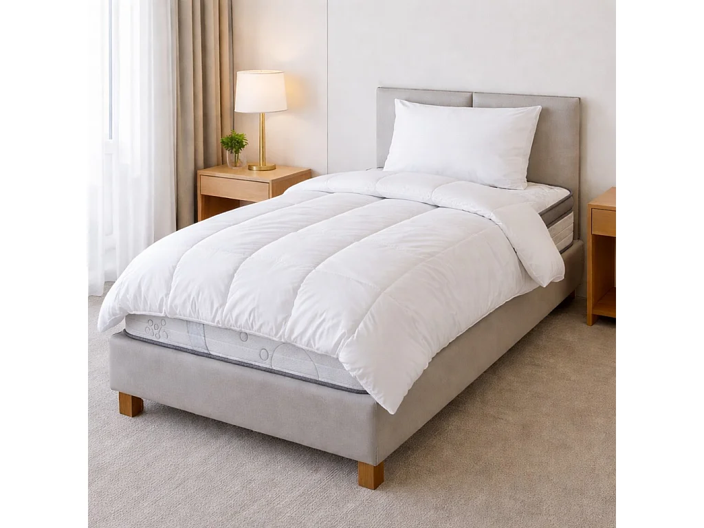 Matelas Relaxation, 27cm, Ressorts Ensachés, Mousse Haute Densité, ergonomique, Soutien Equilibré + oreiller(s) + couette