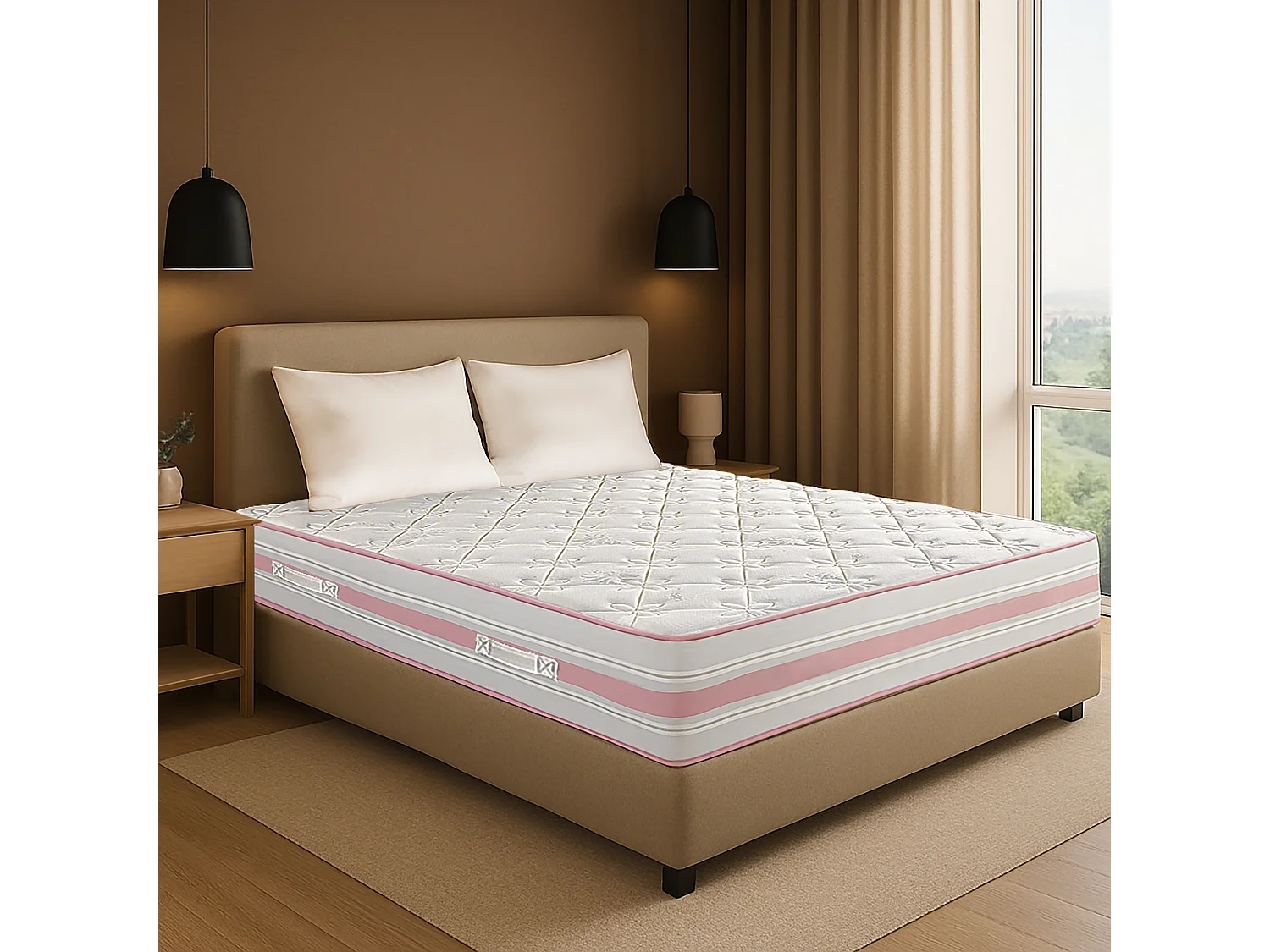 Matelas Rêverie Rosée, 30cm, mousse haute densité, indépendance du couchage, réversible