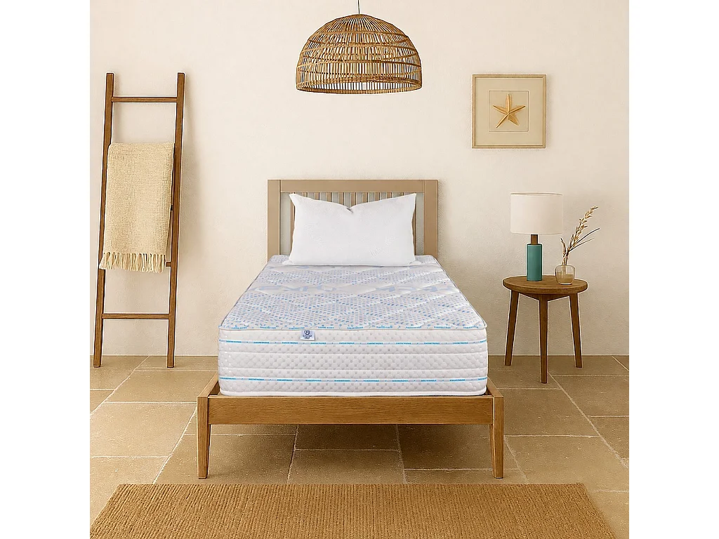 Matelas Thermotec, 22 cm, mousse haute densité, ferme, réversible + oreiller(s)