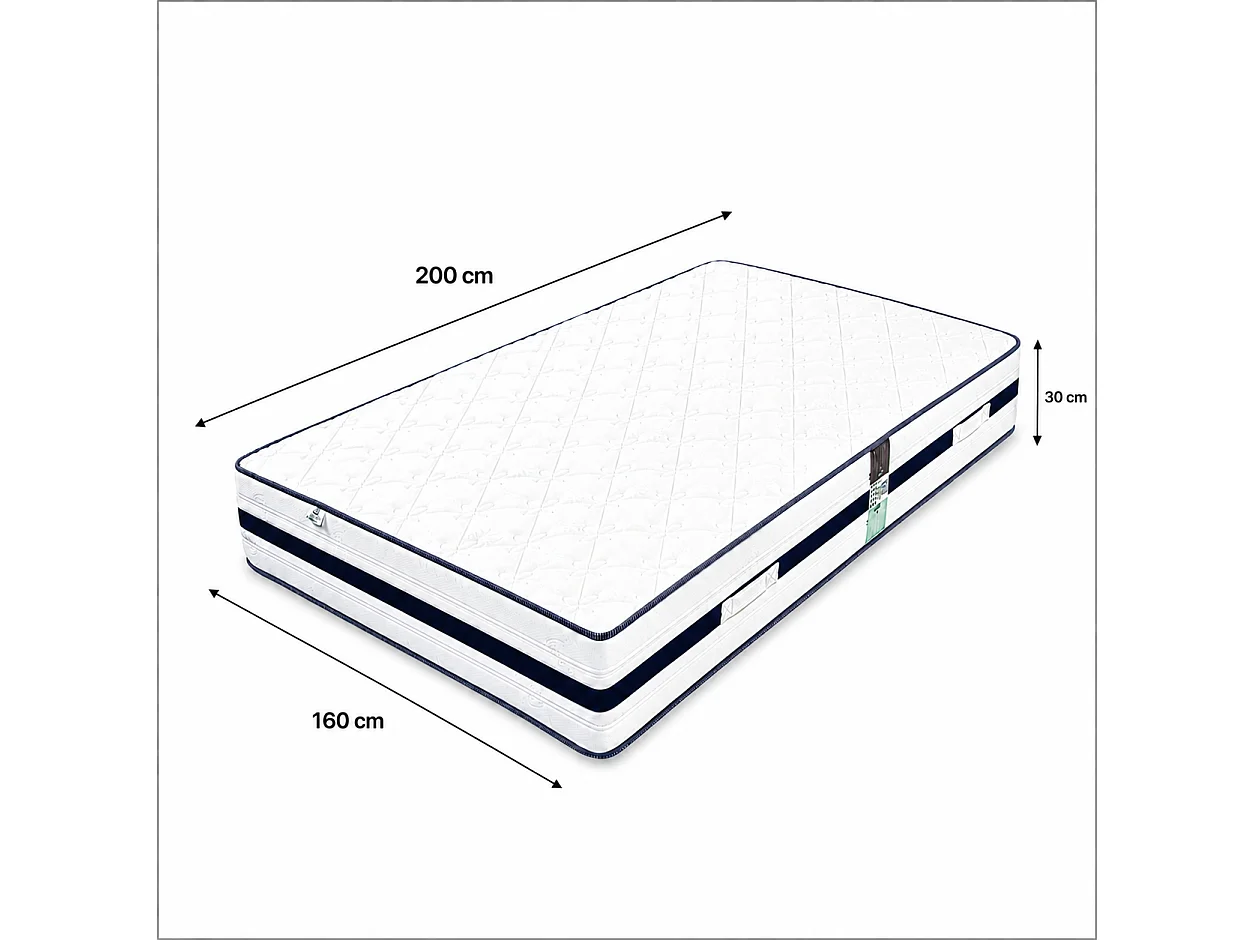 Matelas Rêverie Azur, 30cm, mousse haute densité, indépendance du couchage, réversible