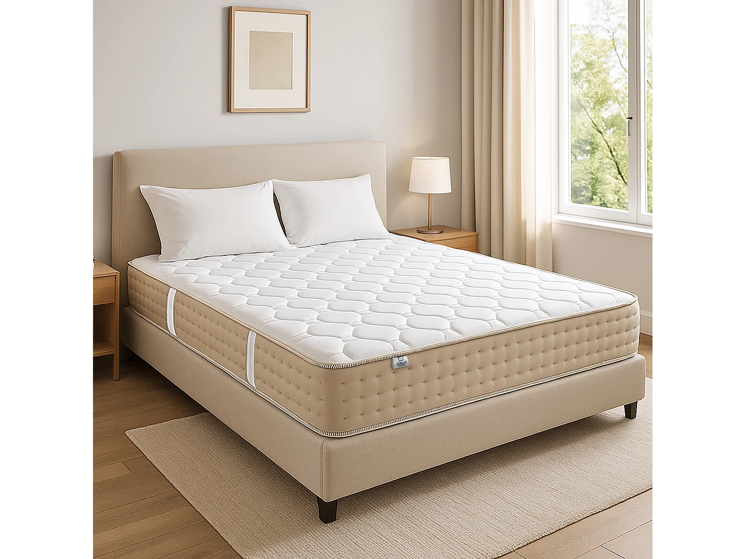 Matelas Zen Sable, 20 cm, mousse haute densité, ferme, indépendance du couchage, réversible