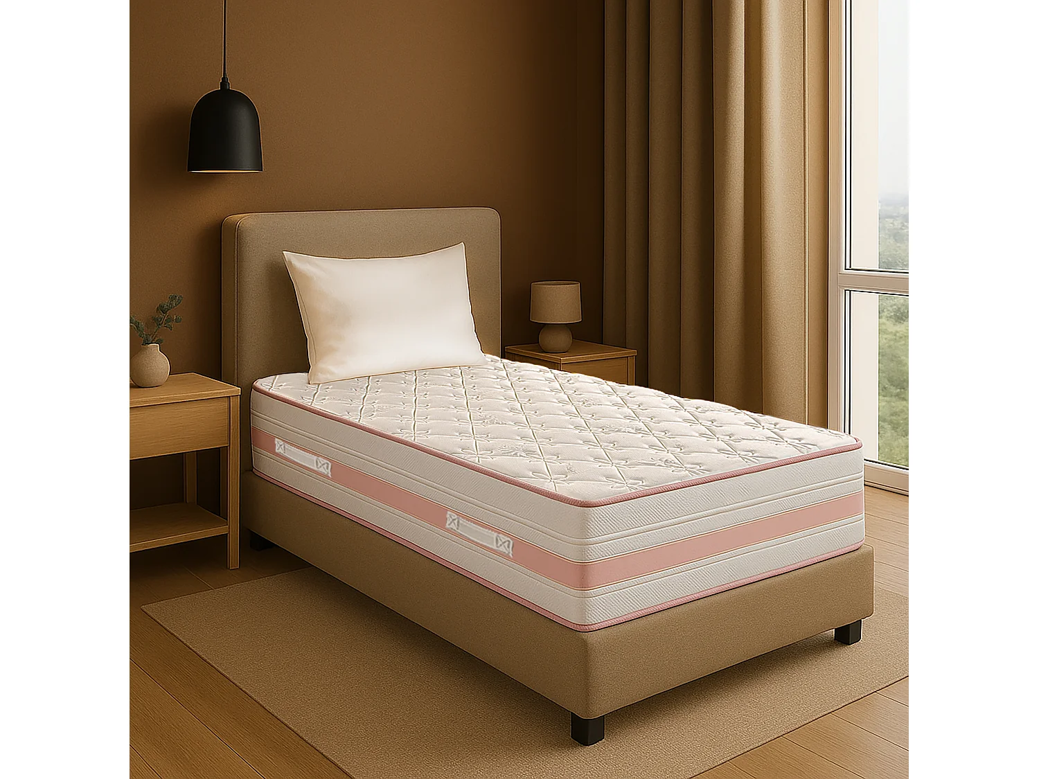 Matelas Rêverie Rosée, 30cm, mousse haute densité, indépendance du couchage, réversible