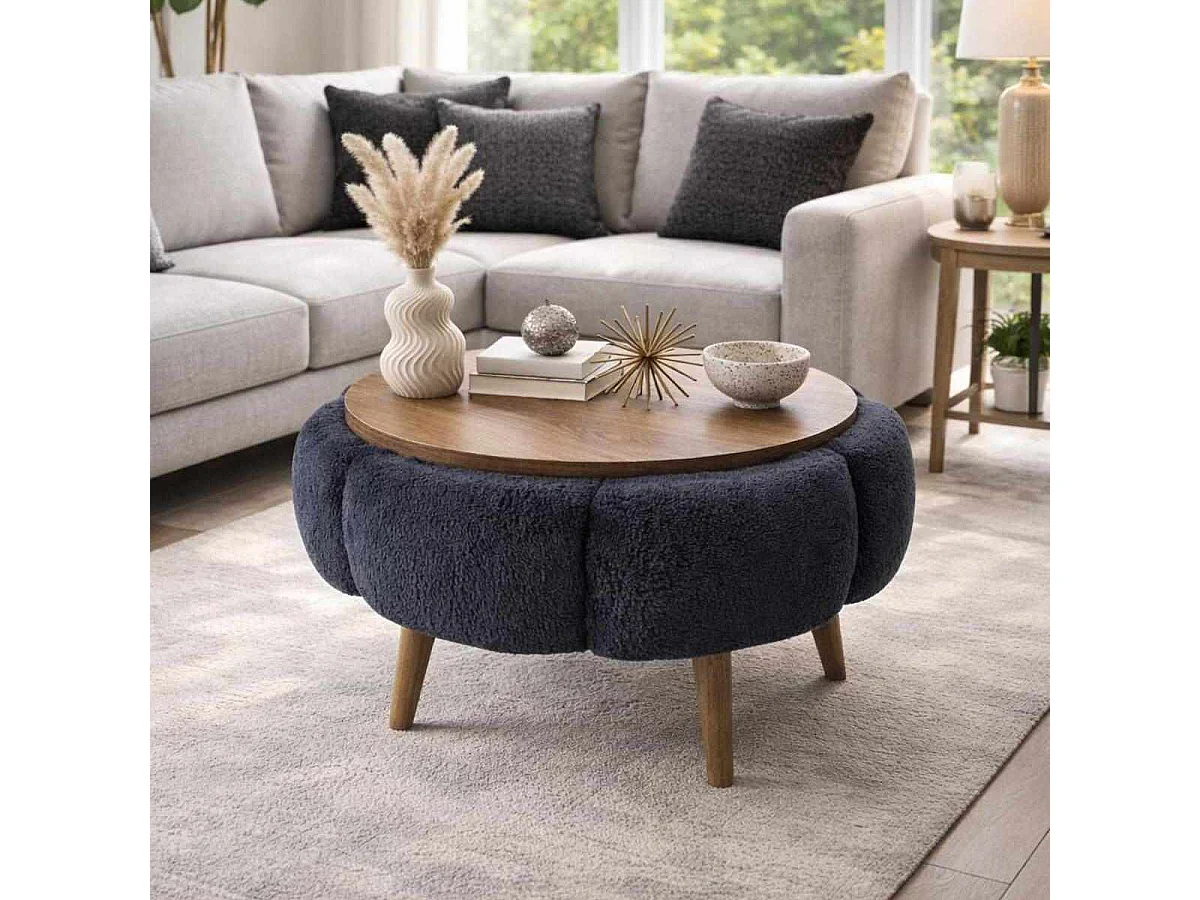 Eleganter "Papatya 60" Holztisch - Anthrazitgrau - 60 x 60 x 44 cm