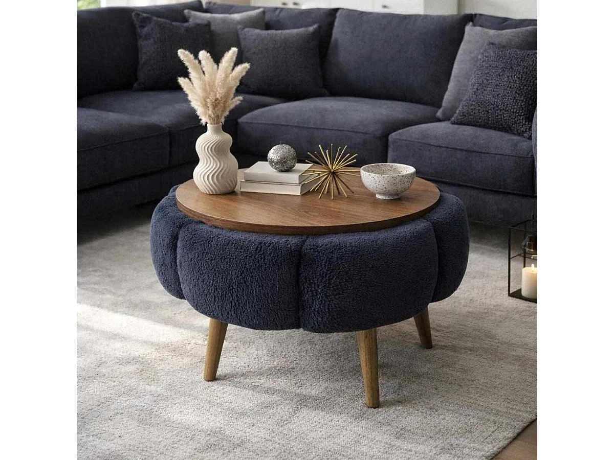 Eleganter "Papatya 60" Holztisch - Anthrazitgrau - 60 x 60 x 44 cm