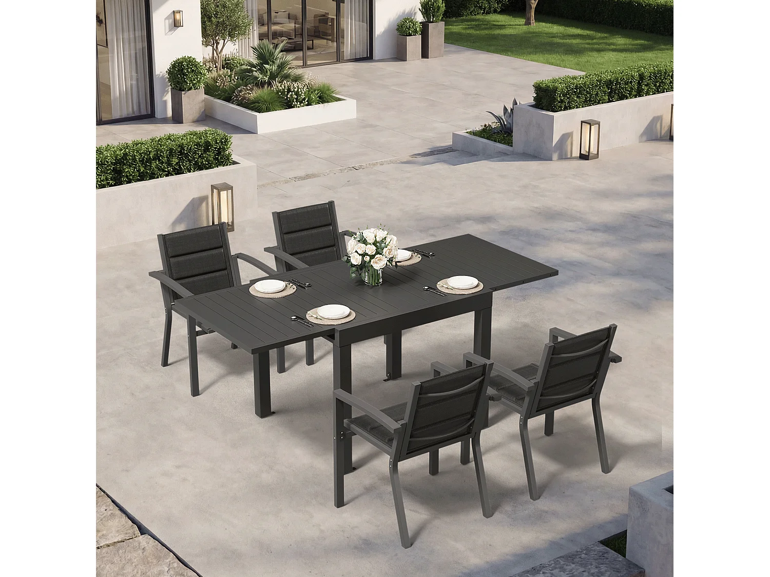 Ensemble de sièges de jardin en aluminium étanche et résistant aux intempéries, mobilier d'extérieur, ensemble de tables et chaises de jardin