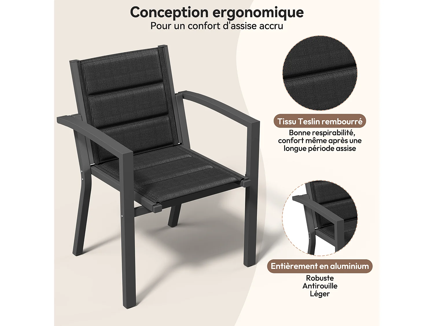 Ensemble de sièges de jardin en aluminium étanche et résistant aux intempéries, mobilier d'extérieur, ensemble de tables et chaises de jardin