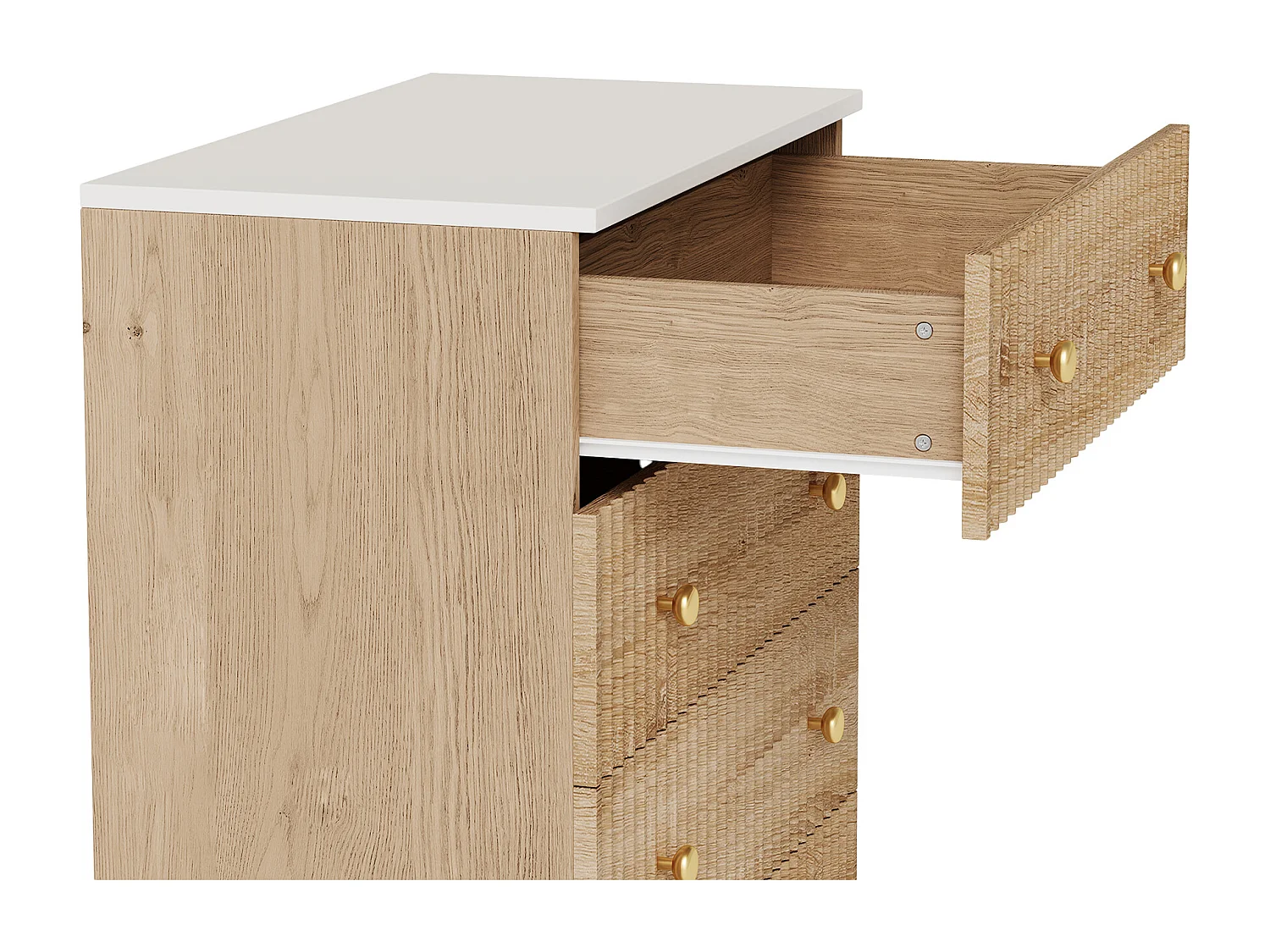 Kommode mit 5 Schubladen, Schlafzimmerschrank mit LED-Beleuchtung, Flurschrank, Naturholz, 73 x 40 x 110 cm