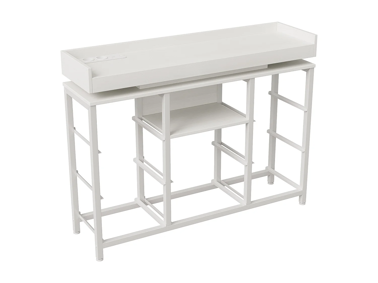 Kommode mit 8 Stoffschubladen – Industriedesign – Metallgestell – 108 x 30 x 82 cm – Weiß