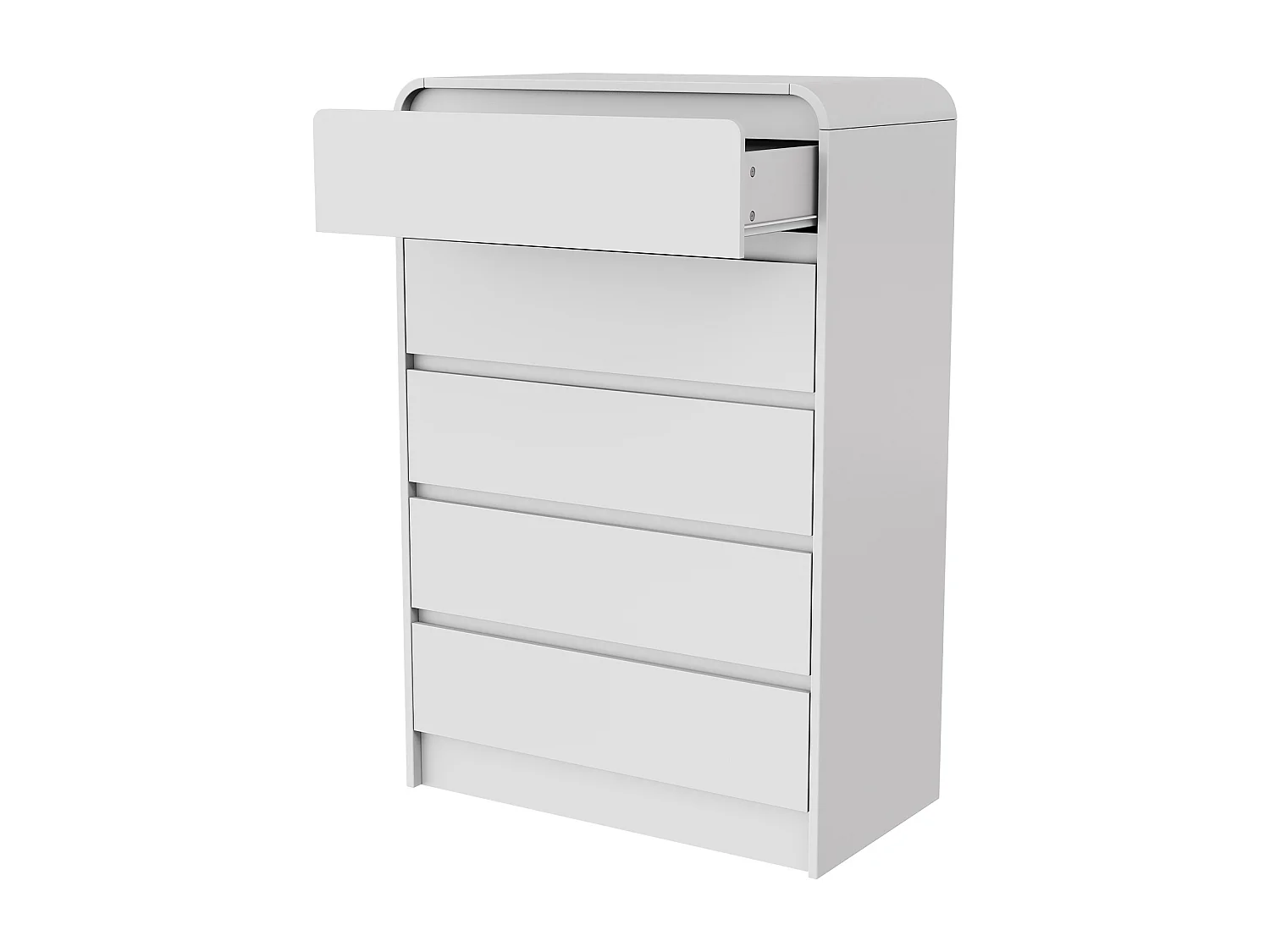 Commode à 5 Tiroirs, Meuble de Rangement Chambre avec LED, pour Entrée, Couloir, Blanc, 73x40x110 cm