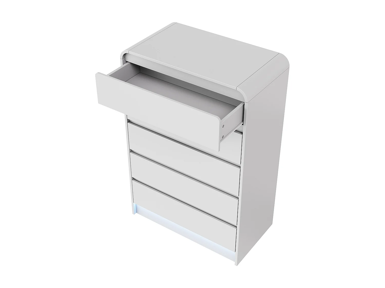 Commode à 5 Tiroirs, Meuble de Rangement Chambre avec LED, pour Entrée, Couloir, Blanc, 73x40x110 cm