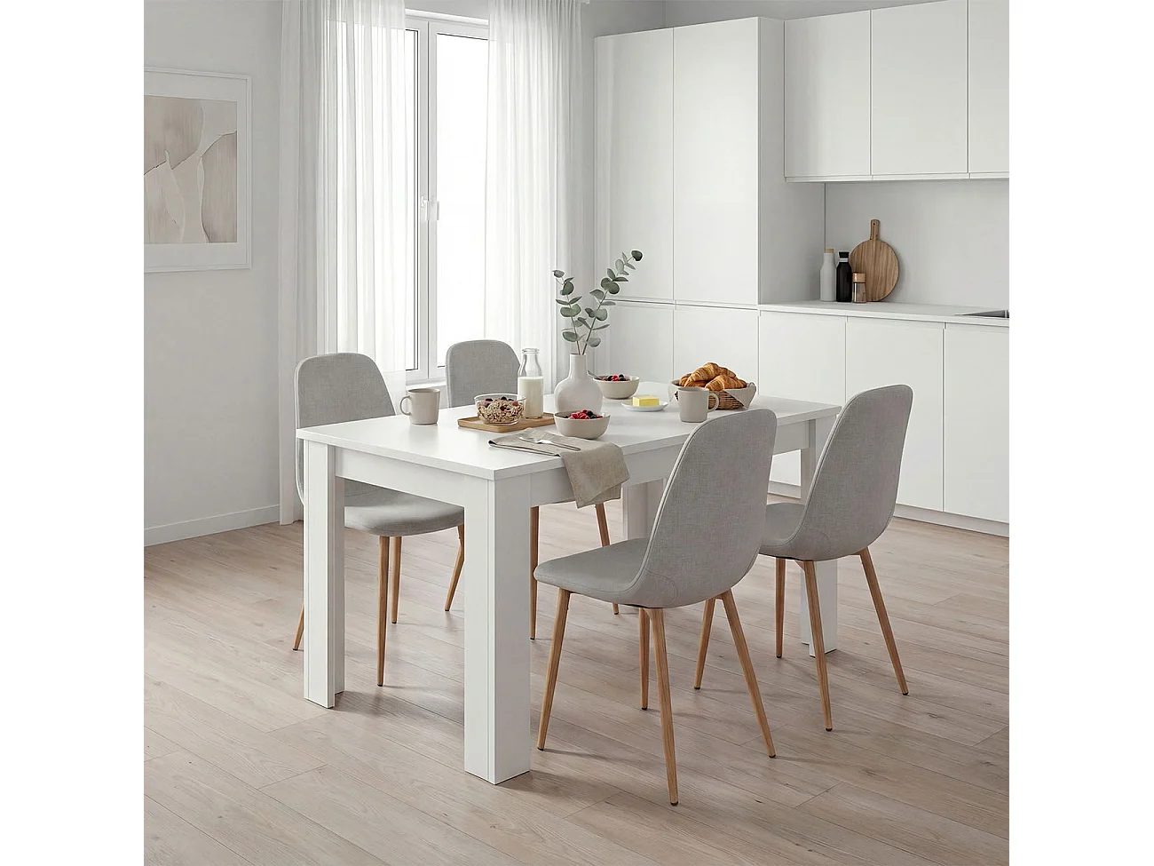 Mesa de comedor extensible Danna Artik White (Branco mate)