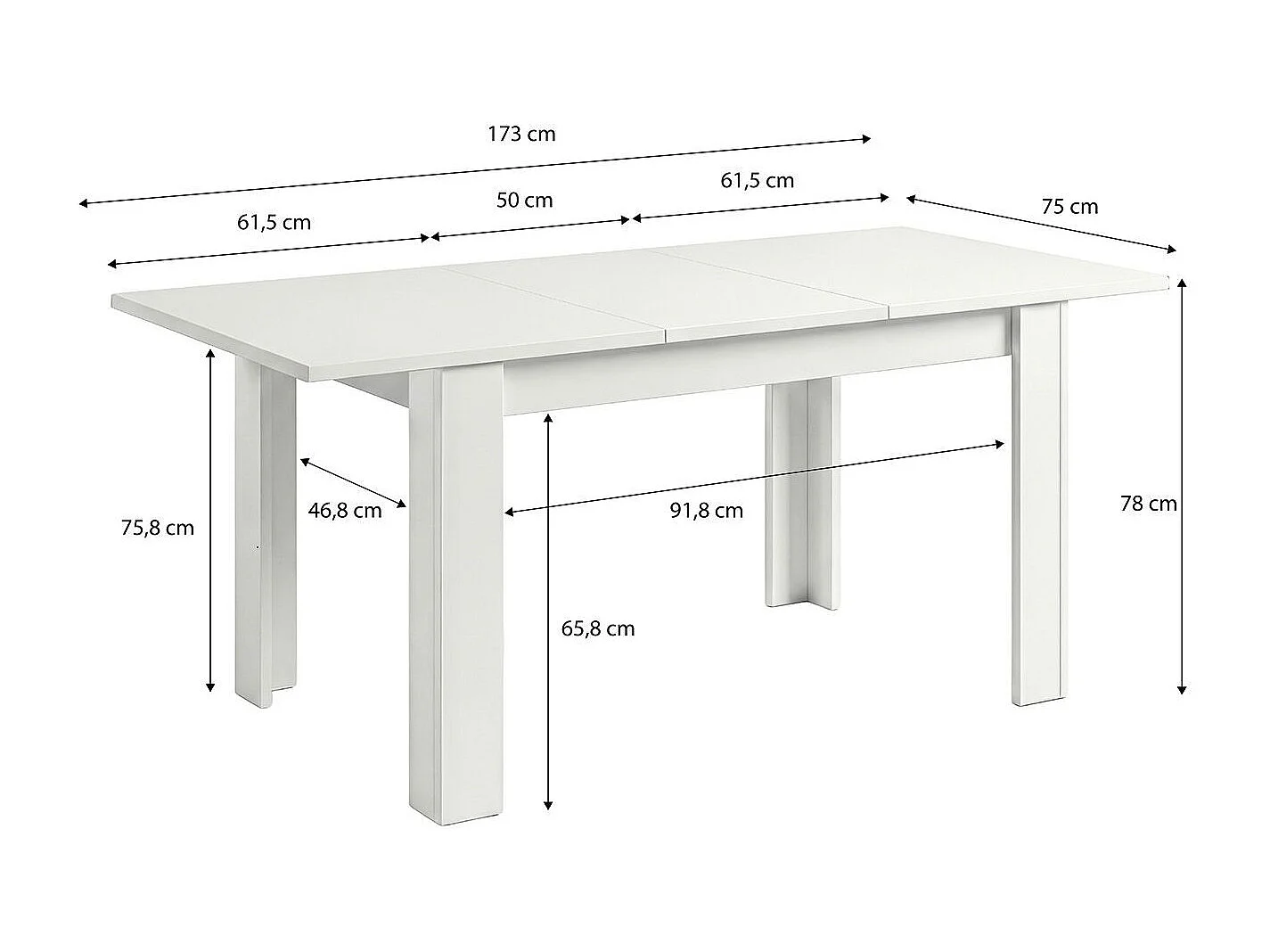 Mesa de comedor extensible Danna Artik White (Branco mate)