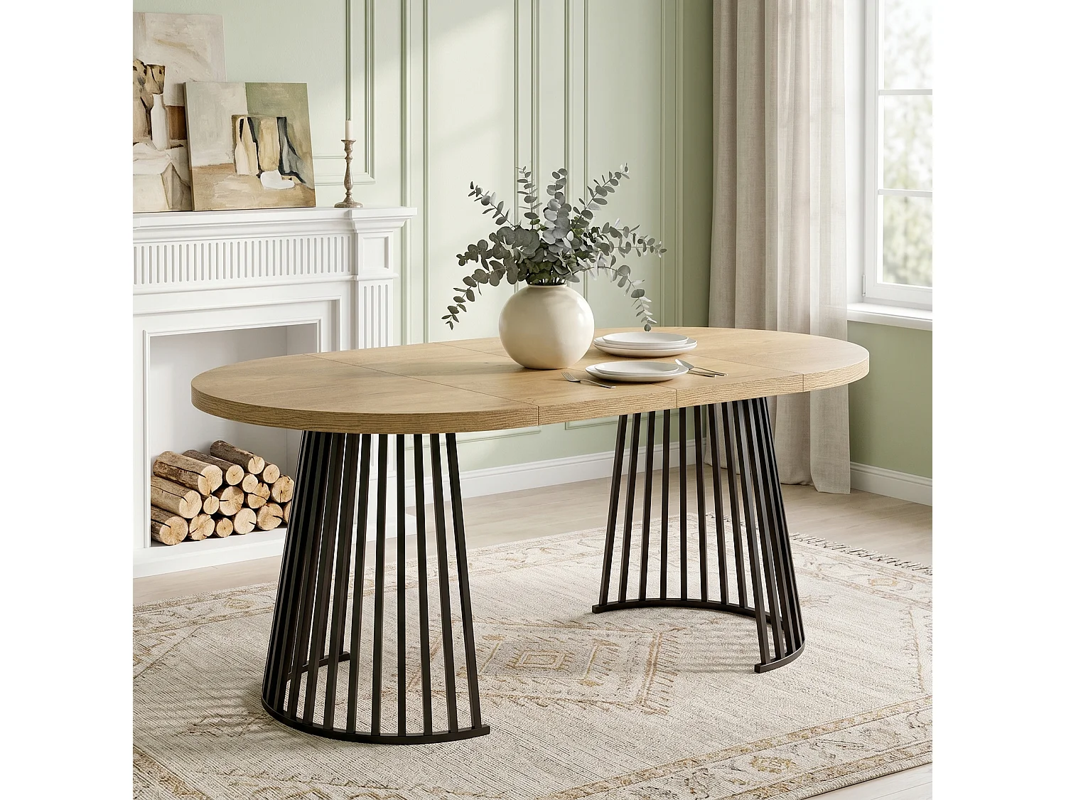 Table à manger extensible - 100/138/176 x 100 x 76 cm - pour 4 à 8 personnes - style minimaliste - MDF - naturel