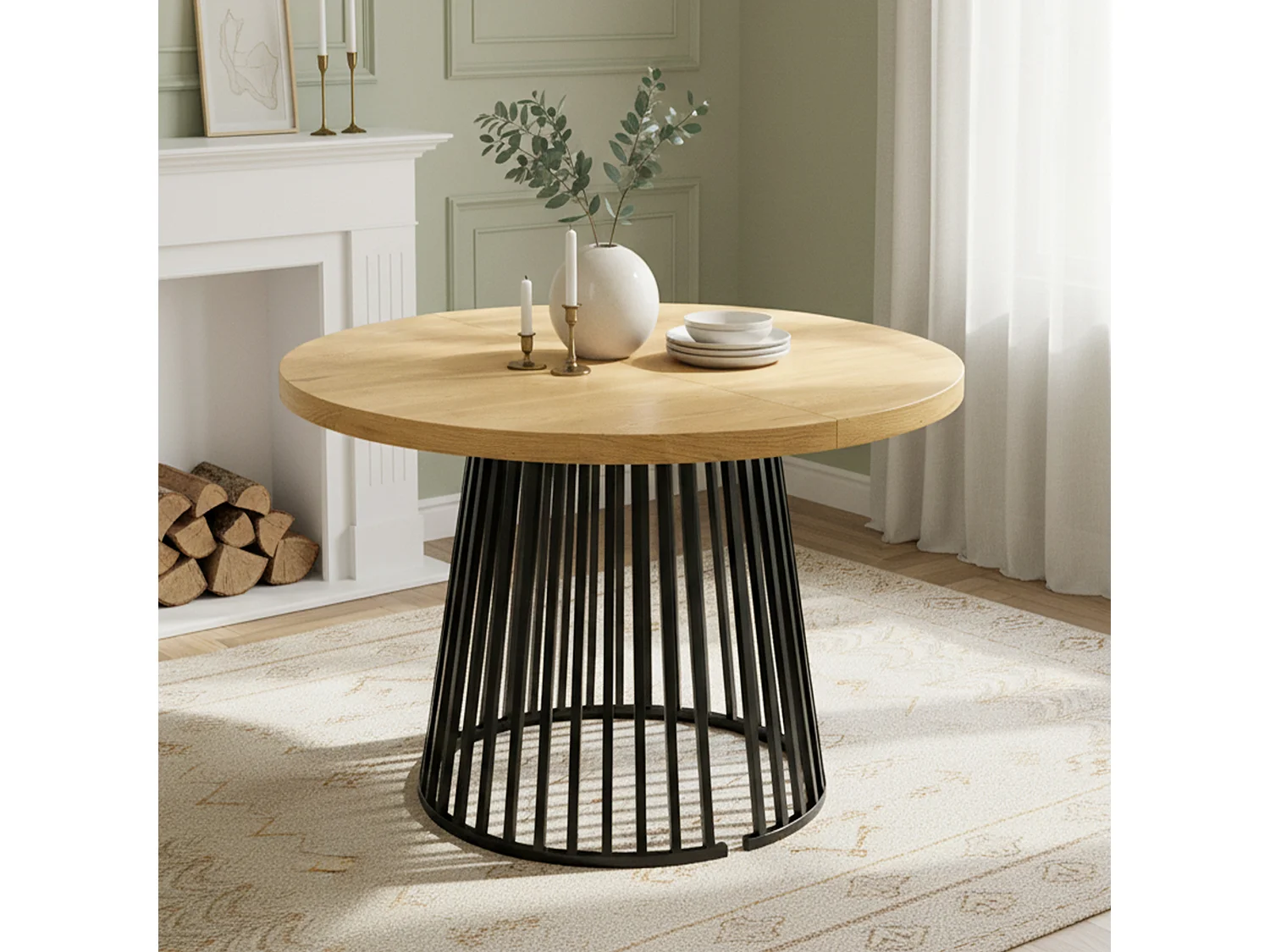 Table à manger extensible - 100/138/176 x 100 x 76 cm - pour 4 à 8 personnes - style minimaliste - MDF - naturel