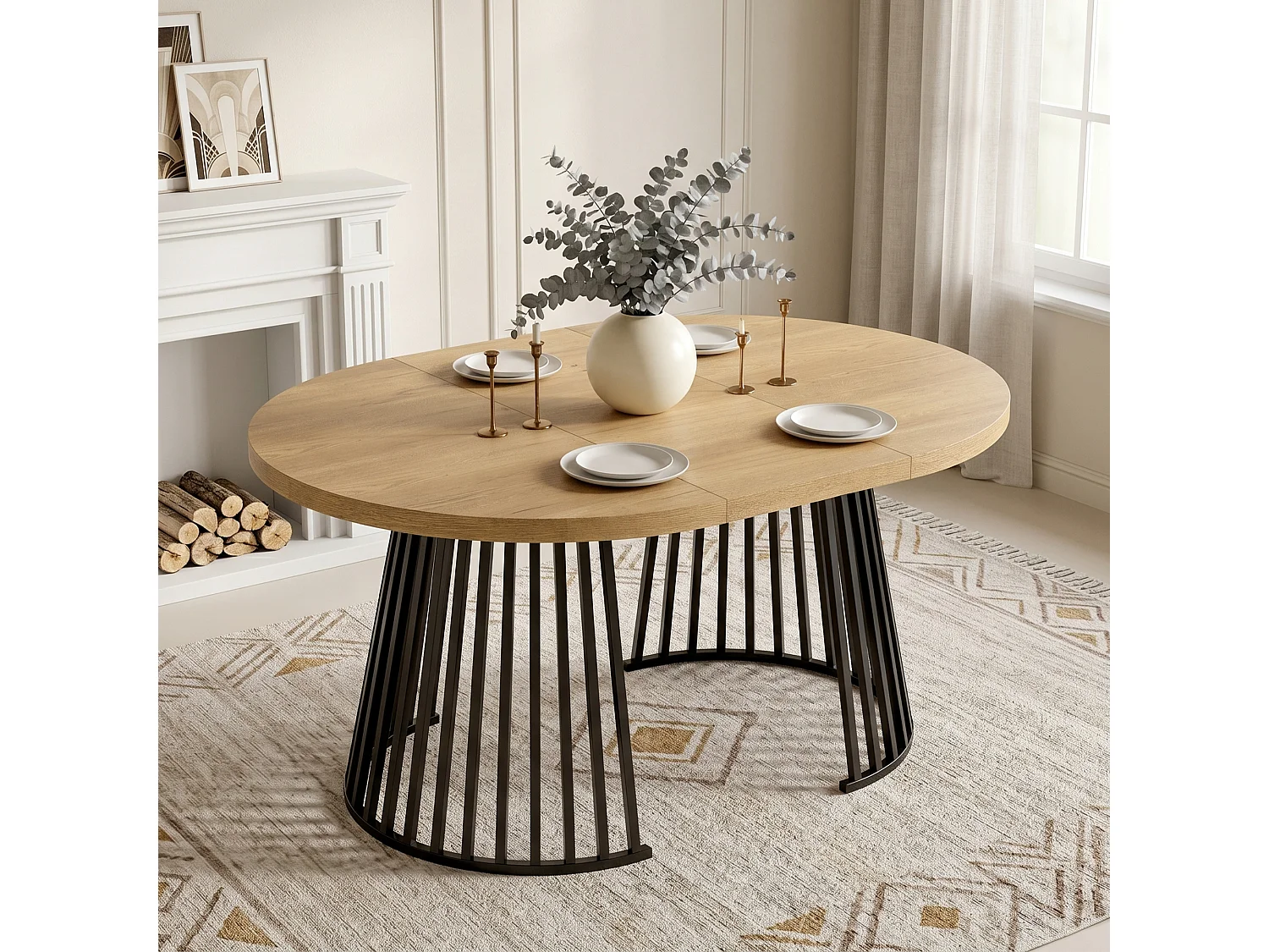 Table à manger extensible - 100/138/176 x 100 x 76 cm - pour 4 à 8 personnes - style minimaliste - MDF - naturel