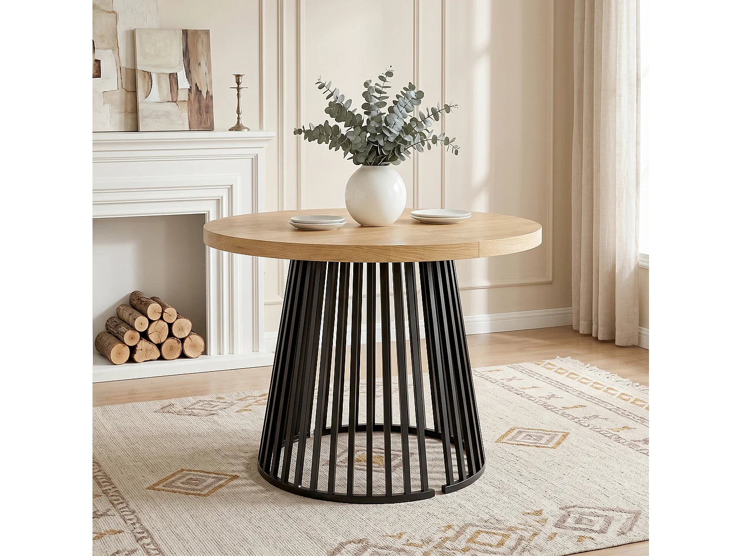 Table à manger extensible - 100/138/176 x 100 x 76 cm - pour 4 à 8 personnes - style minimaliste - MDF - naturel