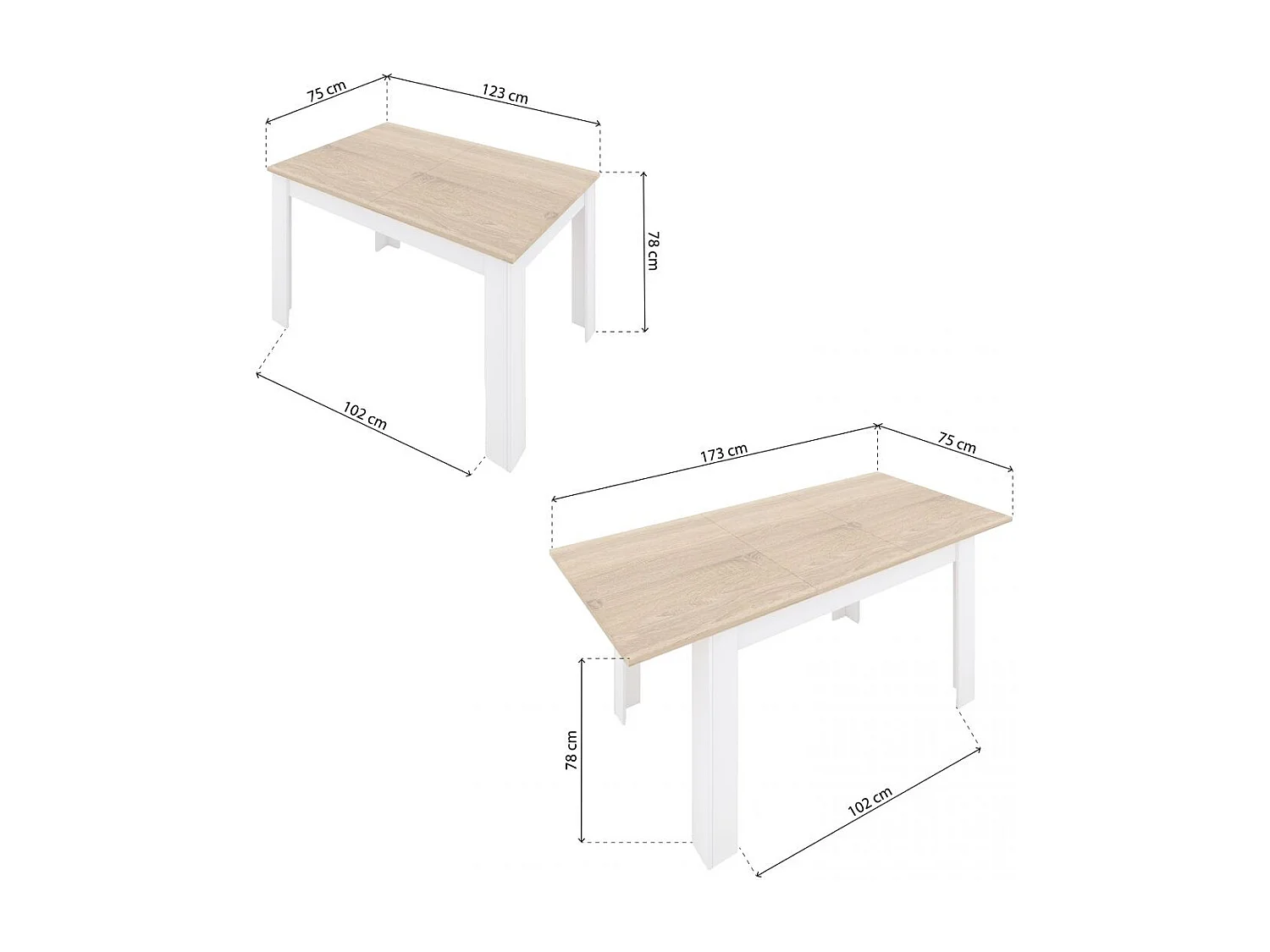 Mesa de comedor extensible Danna Artik White (Branco mate) - Carvalho canadiano