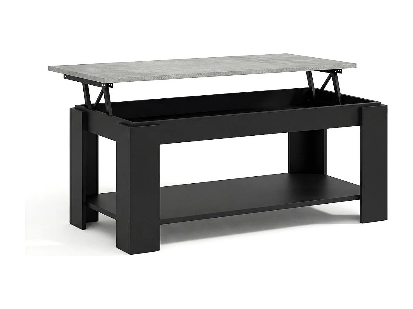 Mesa de centro elevatória Lya Negro Mate - Gris Cemento