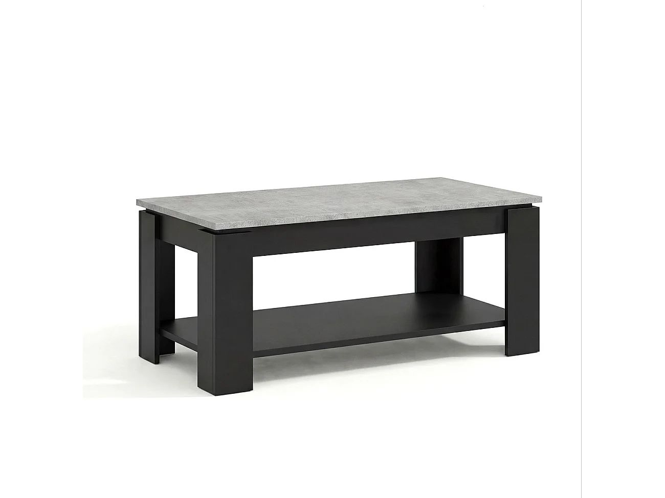 Mesa de centro elevatória Lya Negro Mate - Gris Cemento