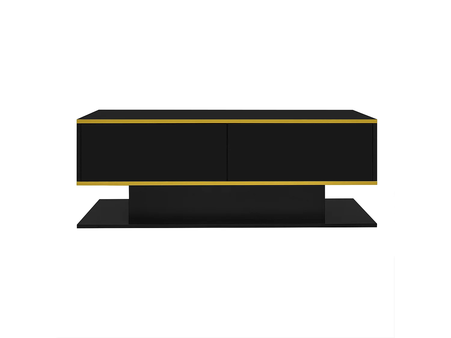 Modern LED Coffee Table - Glossy Finish - With 3 Drawers - With LED Lighting - Black