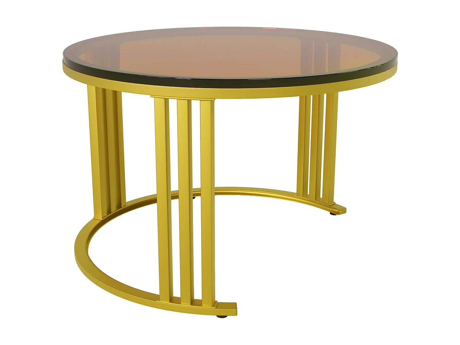 Set of 2 nesting coffee tables with 2 drawers - tempered glass top - Brown & Black