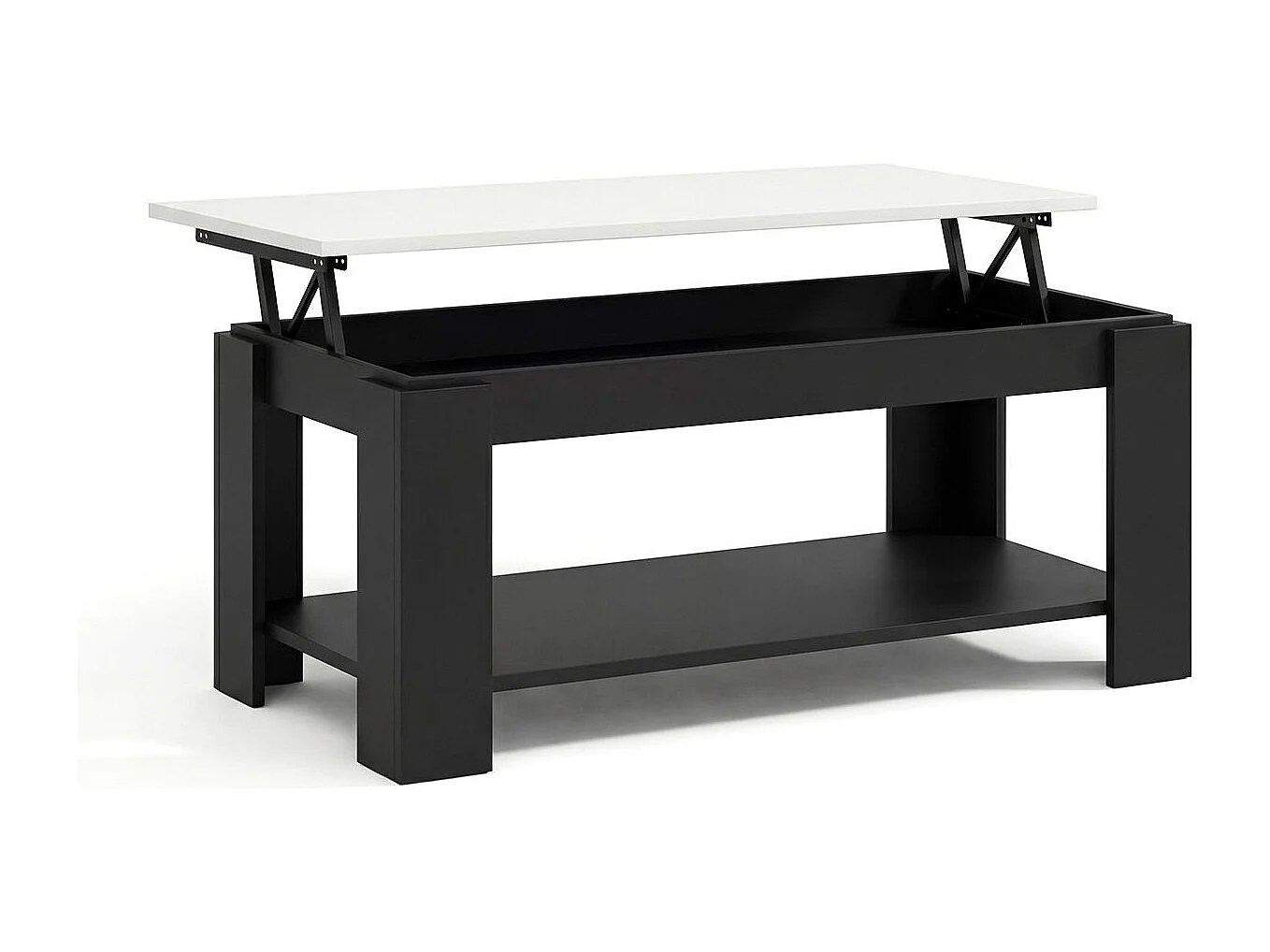 Mesa de centro elevatória Lya Negro Mate - Blanco Artik