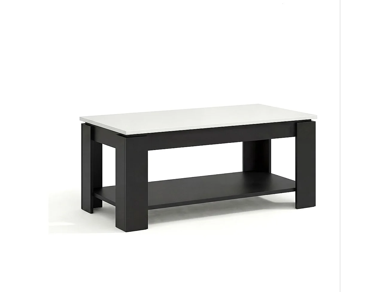 Mesa de centro elevatória Lya Negro Mate - Blanco Artik