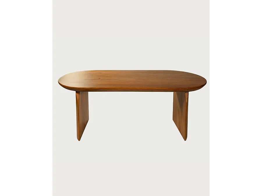 Véga - Table salle à manger ovale bois acacia, Piétement Design Courbe & Style Minimaliste