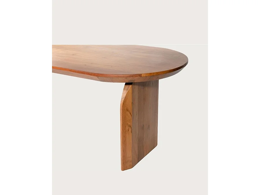 Véga - Table salle à manger ovale bois acacia, Piétement Design Courbe & Style Minimaliste