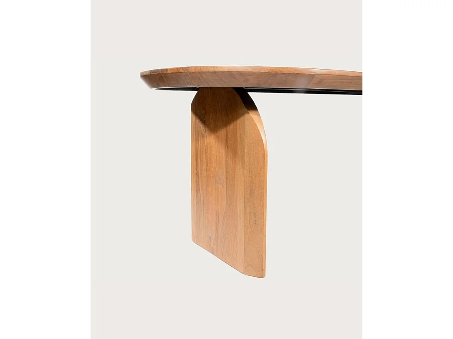 Véga - Table salle à manger ovale bois acacia, Piétement Design Courbe & Style Minimaliste