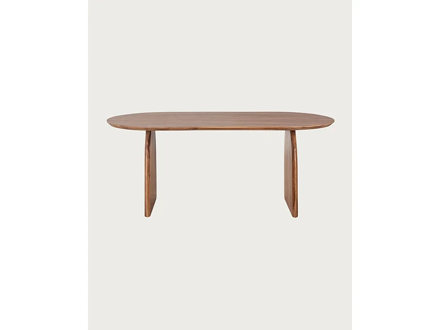 Véga - Table salle à manger ovale bois acacia, Piétement Design Courbe & Style Minimaliste